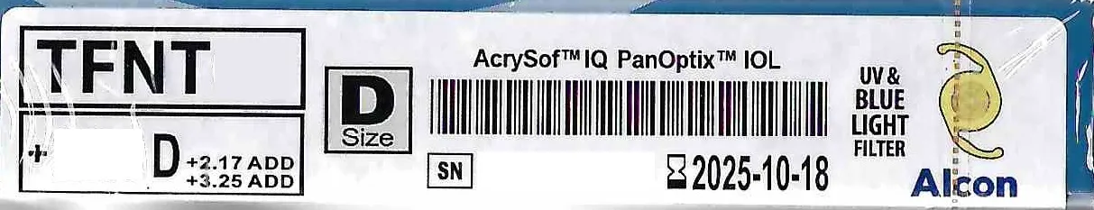 Купити Однокомпонентна трифокальна інтраокулярна лінза TFNT20, 30, 40, 50, 60 AcrySof® PanOptix (для корекції пресбіопії та астигматизму) Україна